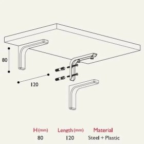Resim Mena Rise Hırdavat Duvar Raf Altı Bağlantı Kapaklı 12CM (2 Adet) Beyaz 
