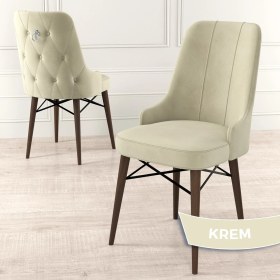 Resim Canisa Concept Pare Serisi Babyface Kumaş Yemek Odası Sandalyesi Ceviz Gürgen Ayak Gümüş Halkalı 