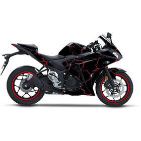 Resim Motiker Yamaha YZF R25 2013 - 2018 Sticker Şimşek Desen Kaplama Sticker Etiket Modeli Kırmızı 