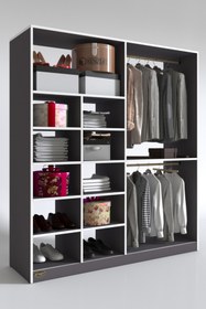 Resim Kenzlife Giysi Dolabı Fikret 180*180*45 Gri Gardırop 