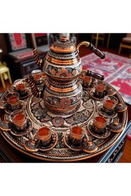 Resim BARITCIOGLU Mega Bakır Set Erzincan el yapımı mine işlemeli çeyizlik 