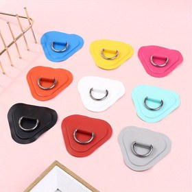 Resim 1 Adet Ağır Hizmet Tipi PVC ve Paslanmaz Çelik Üçgen D-Halka Yama - 9 Renk Seçeneği, 8.89x8.89 cm Yüksek Kaliteli Şişme Bot, SUP, Kano Güverte Bağlantıları için Tekne Tamir Yamaları 