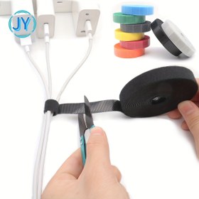 Resim Dayanıklı Plastik Kablo Yönetim Bandı 100,0 cm - Bilgisayar, TV Kabloları, Ev ve Ofis Düzenlemesi için Yeniden Kullanılabilir Kablo Düzenleyici - Çok Amaçlı Kablo Düzenleme Çözümü, 1 Rulo 