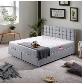 Resim Venedik Çift Kişilik Baza Başlık Letto Yatak Seti - Açık Gri 150 x 200 