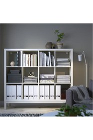 Resim IKEA Kallax/ Beyaz Açık Raf Ünitesi 12 Bölmeli 147x129 Cm 