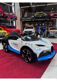 Resim Poyraz Akülü Bugatti Güçlü Motorlu 12v Akülü Araba Özel Plaka Mavi 