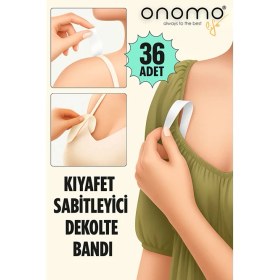 Resim Onomo Şeffaf Elbise Sabitleyici Dekolte Kıyafet Sabitleme Bandı Elbise Kaydırmaz 36 Adet 