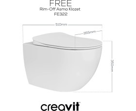 Resim Free Rim-Off Thermoplast Yavaş Kapanan Klozet Kapaklı Beyaz Set 
