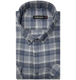 Resim Atilla Özer Büyük Beden Çift Cep Klasik Kışlık Kaşmir Gömlek - 7462 Mavi 