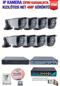 Resim Ip Kamera Seti - 8 Ip Kamera - 10 Kanal Nvr - 8 Port Poe Switch, 2 Tb Disk, Gece Görüşlü Ir 