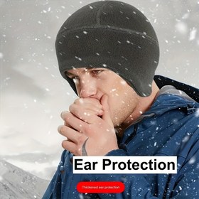 Resim Sonbahar kış açık hava bisiklet çok fonksiyonlu boyunluk, sıcak polar kayak atkısı, polar bisiklet spor bere, işe gidip gelmeye uygun yalıtımlı kulak örtülü bere, unisex kadife astarlı kafatası bere, açık hava sporları kayak bisiklet kask astarı, Noel hediyesi 