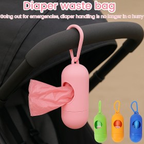 Resim Taşınabilir Kapsül Asılı Çöp Torbası - Çok Amaçlı Seyahat Atık Poşetleri, 1 Kapsül Tutucu + 10 Rulo Çöp Torbası ile Tek Kullanımlık Bebek Bezi Saklama Cebi 