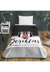 Resim Taç Taraftar Lisanslı Tek Kişilik Battaniye 160x220 -beşiktaş Kl Siyah - Beyaz 