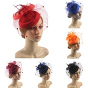 Resim 1 Adet Kadınlar İçin Şık Retro Fascinator Şapka - Polyester File ile Tekstil Tüyler, Çiçek Tasarımı, Sinamay Fedora Saç Bandı Tokası Kokteyl Çay Partisi İçin 