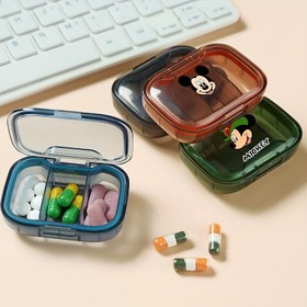 Resim Disney Taşınabilir İlaç Organizatör Kutusu - 3 Bölümlü İlaç Saklama Kutusu Şeffaf Kapaklarla, Gıda Güvenli Plastik, Günlük İlaç ve Takviyeler için Kompakt Tasarım, Çanta İçin İlaç Kutusu, Seyahat Dostu İlaç Kutusu, Takviye Saklama, Karakter Temalı, Güvenli Kapatma Sistemi 