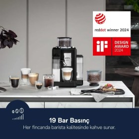 Resim Delonghi Rivelia Tam Otomatik Kahve Makinesi 16 Farklı Içecek - Bean Switch - 3.5"" Renkli Ekran - Siyah - 2kg Kahve EXAM440 