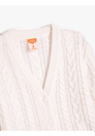 Resim Koton Basic Triko Hırka V Yaka Uzun Kollu Düğme Kapamalı Bej 5wmg90038at Ekru 