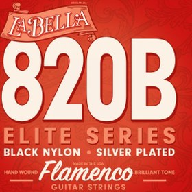 Resim La Bella 820B Elite Flamenko Gitar Teli Seti (Profesyonel - Siyah Naylon) | Elite Flamenco Series, Siyah Naylon Tizler, Geleneksel İspanyol Tonu, Güçlü Projeksiyon | Ölçüler: 4/4 Standart Flamenko Gitar 