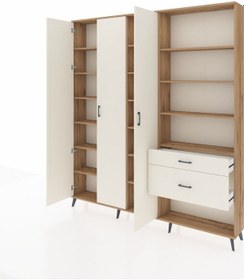 Resim Arges Dolap 16 Raflı 2 Çekmeceli 3 Kapaklı 220x30x243 Çam-aytaşı/aytaşı Aytası/aytası 