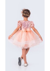 Resim Mnk Baby & Kids Tütü Gren Etekli Kız Çocuk Pul Payetli Kısa Kol Kikidi Elbise Mnk SOMON 