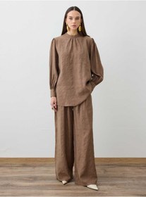 Resim Refka Modal Kumaşlı Klasik Tunik&Pantolon İkili Takım - Vizon - - Exclusive 