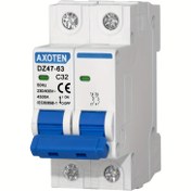 Resim AXOTEN Kompakt Hava Anahtarı DZ47-63A/50A/32A/20A/16A, 2P Mikro Devre Kesici C45 Anahtarlı, Beyaz & Mavi, 110V/220V, Sert Kablolama Uygulamaları için Endüstriyel Elektrik Cihazı, Koruyucu Cihaz | Kompakt Tasarım | Vida Terminalleri 