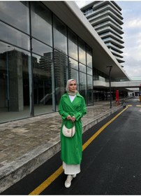 Resim TANISA Deluna Kuşak Detay Uzun Trençkot TNS-4389 