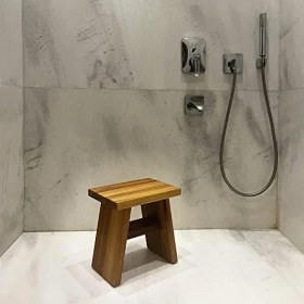 Resim Teknocan Iroko Ahşap Banyo Taburesi Oturak Tool (L) 