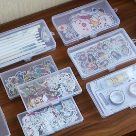 Resim 4 Adet Şeffaf Plastik Saklama Kutusu Ofis Masası Düzenleyici için, Çok İşlevli Kalem ve Kırtasiye Kutusu - Aksesuarlar ve El Sanatları için Şeffaf Düzenleme Kutuları 