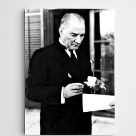 Resim Dekolata Atatürk Türk Kahvesi Siyah Beyaz Kanvas Tablo 35 x 50 CM 