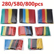 Resim 280/580/800 adet Isı Küçültme Tüpü 2:1, Elektrik Kablosu Sarma Assortment Elektrik Yalıtımı Isı Küçültme Tüp Seti, 45mmm Alev Geciktirici Sarma Kablosu Kılıfı 