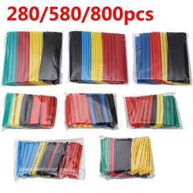 Resim 280/580/800 adet Isı Küçültme Tüpü 2:1, Elektrik Kablosu Sarma Assortment Elektrik Yalıtımı Isı Küçültme Tüp Seti, 45mmm Alev Geciktirici Sarma Kablosu Kılıfı 