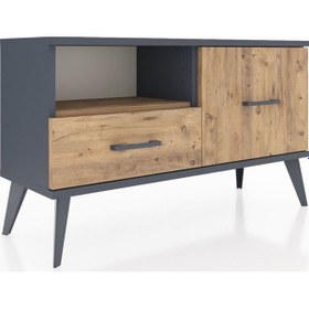 Resim Arges Şifonyer Tek Raflı 2 Çekmeceli 88x30x48 Antrasit-çam Çam 