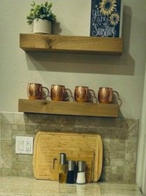 Resim Dekoratif Doğal Ahşap 2 Li 160 X 20 X 4 Cm Gizli Aparatlı Raf Ahşap 