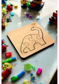 Resim Plywood Ahşap Boyanabilir Çocuklar Puzzle 4mm Dinazor Boya Setli 