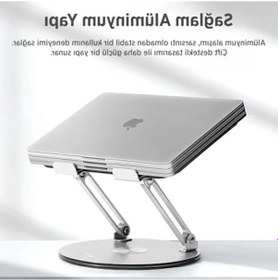 Resim Yükseklik Ayarlı Metal Laptop Standı - 360 Döner Tasarım 124-Pembe 