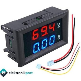 Resim Elektronikport-Dijital Voltmetre Ampermetre Dc 100V 10A 0.56 İnch (Mavi + Kırm 