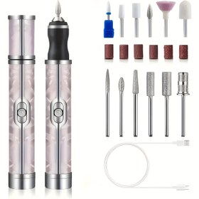 Resim Kompakt USB Şarjlı Mini Kablosuz Döner Alet - 6 Değiştirilebilir Taşlama Başlığı ile Elde Taşlama Makinesi, DIY El Sanatları, Mücevher Dökümü ve Kesimi, Mücevher Yapımı İçin İdeal, Şık Aksesuar, Dayanıklı Plastik Yapı, Mücevher Yapımı Aksesuarları 