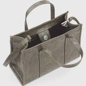 Resim Housebags Haki Deri Görünümlü Çift Askılı Tote Bag 253 Haki 