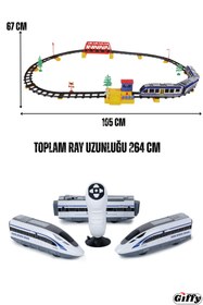 Resim giffy Uzaktan Kumandalı Tren Sesli Işıklı Pilli Mıknatıs Bağlantılı İstasyon Özellikli Tren Seti 49 Parça 