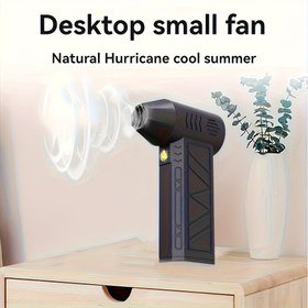 Resim Güçlü 5600mAh LED El Fanı Büyük Pil ile - USB Şarj Edilebilir, 1 Dakikada 130.000 RPM, Taşınabilir Soğutma, Hava Dağılımı, Toz Temizleme, Kar Soğutma, Barbekü, Evcil Hayvan Tüyleri ve Şişirme için - Dayanıklı Plastik Kapalı / Açık Kişisel Fan 