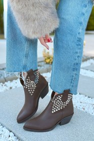 Resim POLKA STORE Dakota Troklu Kadın Kovboy Bot Bootie Western Çizme 