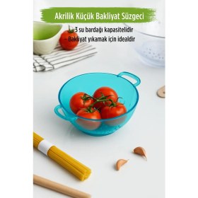 Resim Akrilik Aquamarin Mini Pirinç Süzgeçi & Bakliyat Süzgeçi (3 Su Bardağı Ölçülü) 
