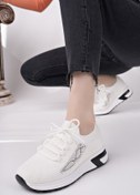 Resim Muggo Martha Kadın Kalın Taban Günlük Triko Taşlı Bağcıklı Sneaker Spor Ayakkabı 