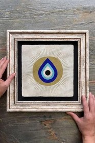 Resim Oscar Stone Decor Çerçeveli Tablo Taş Duvar Dekoru 30 X 30 Cm Nazar Boncuğu Tablosu Cdd3030-1511 