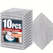 Resim 10'lu Paket Çift Katmanlı Temizlik Pedleri - Bulaşık, Lavabo ve Ocaklar için Çok Amaçlı Çizik Yapmayan Ağır Hizmet Tipi Bezler - Islak/Kuru Kullanım İçin Dayanıklı Plastik File Dokulu Yeniden Kullanılabilir Temizlik Pedleri | Yüzey Güvenli Sürtme | Etkili Temizlik Aracı 