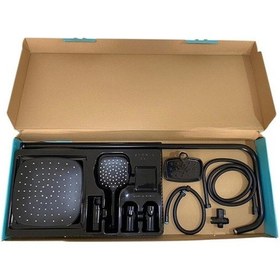 Resim Valtemo Sürgülü Robot Rain Tepe Banyo Duş Seti Takımı Siyah 