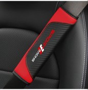 Resim Dashanshop 2 Adet Karbon Fiber Sentetik Deri Emniyet Kemeri Omuz Pedi - Toyota İçin Mavi Siyah Kırmızı Desen 