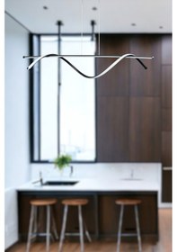 Resim Eclipse Modern Tasarım Siyah Renk Beyaz Ledli Cafe - Mutfak - Salon 2 Li Led Avize Siyah 