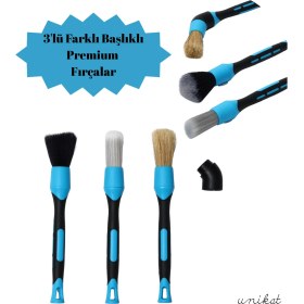 Resim 3'lü Premium Mavi Detay Temizlik Fırçası Değiştirilebilir Başlık Set 